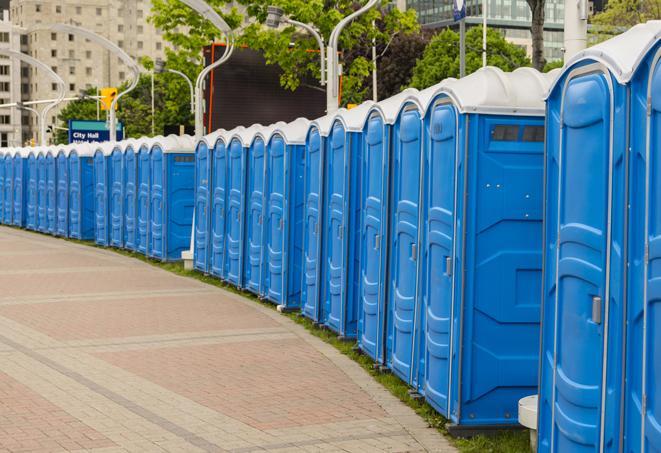 handicap accessible portable restrooms with plenty of room to move around comfortably in Bonney Lake